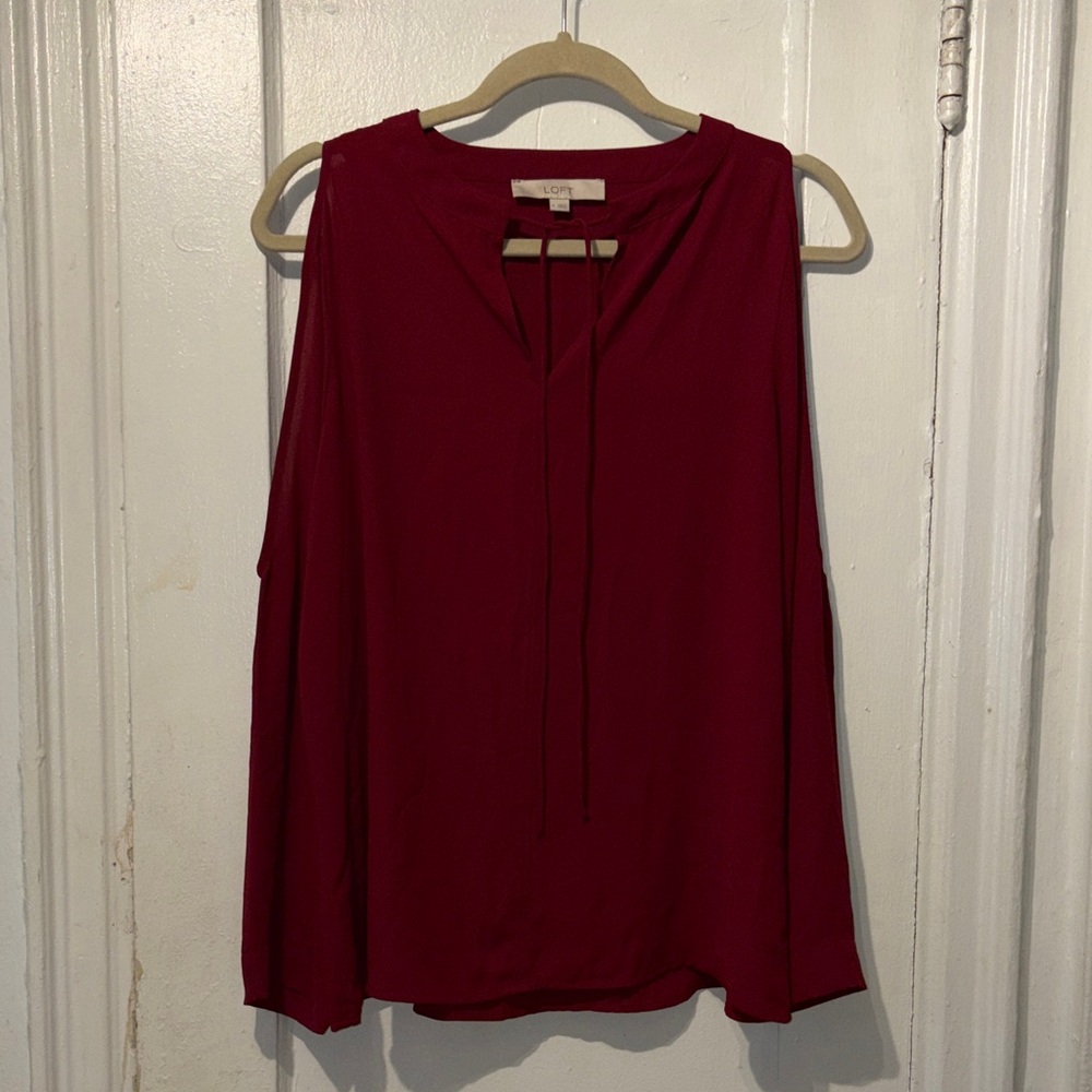LOFT Rich Red long sleeve Blouse